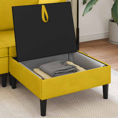 Pouf con Storage Giallo Velluto