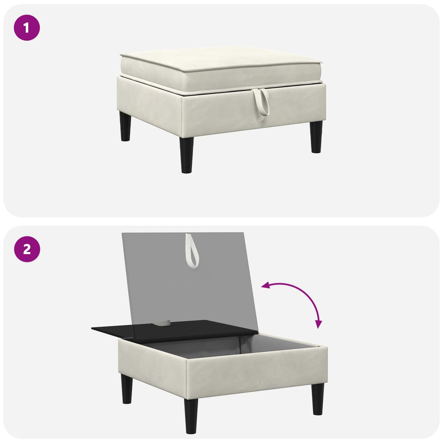 Pouf con Storage Crema Velluto | homemem39