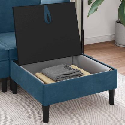 Pouf con Storage Blu Velluto | homemem39