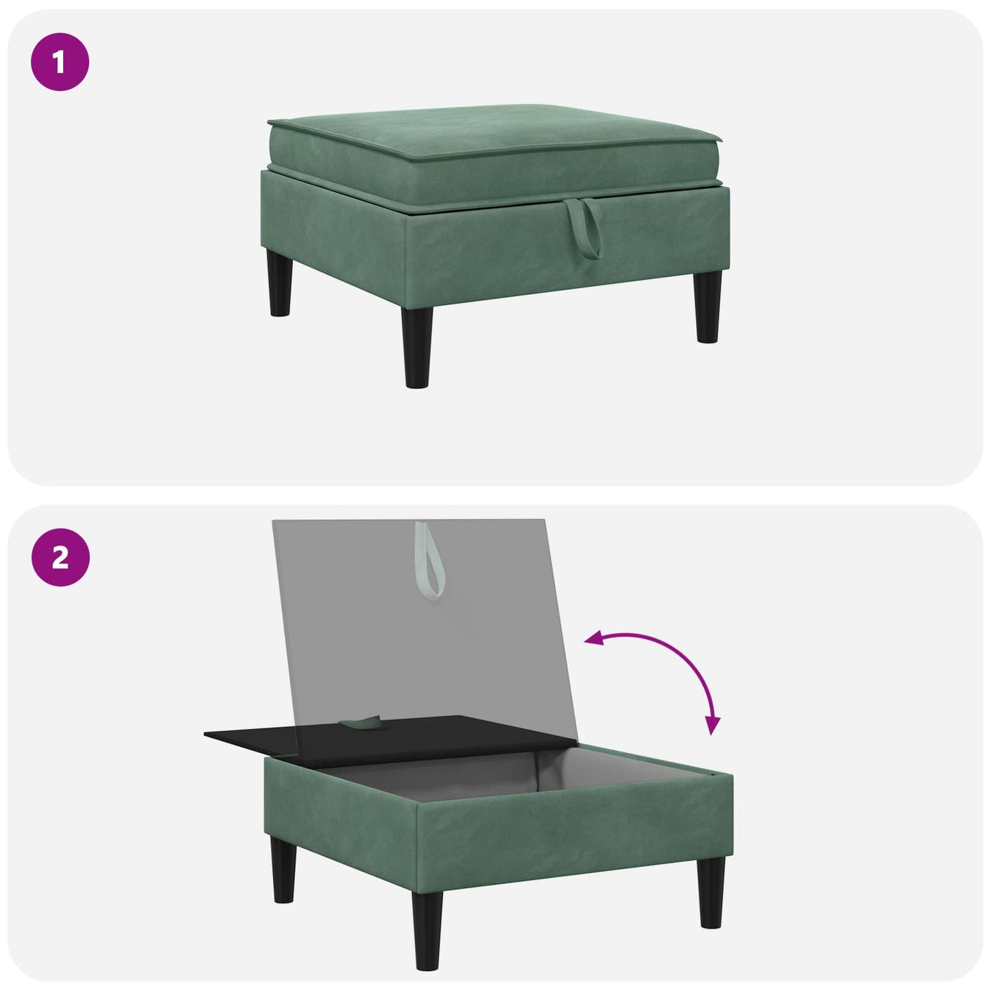 Pouf con Storage Verde Mare Velluto | homemem39