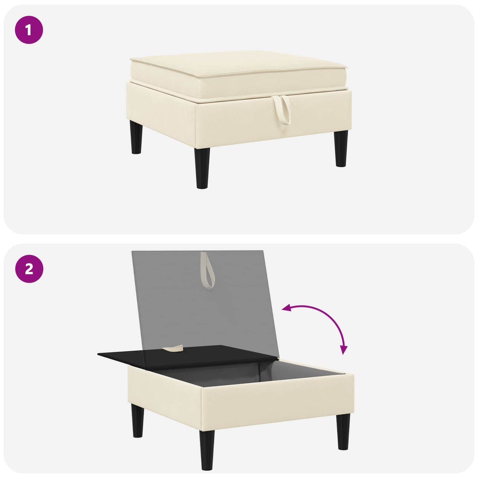 Pouf con Storage Crema Velluto | homemem39