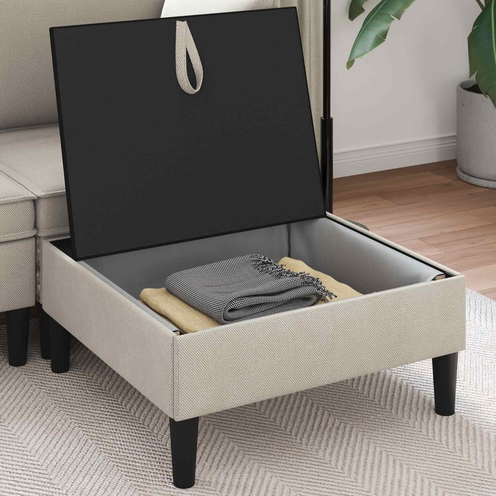 Pouf con Storage Avena Velluto | homemem39