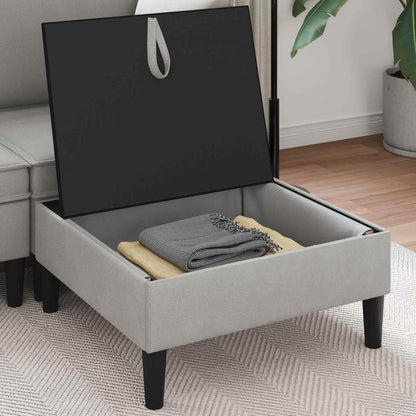 Pouf con Storage Grigio chiaro Velluto