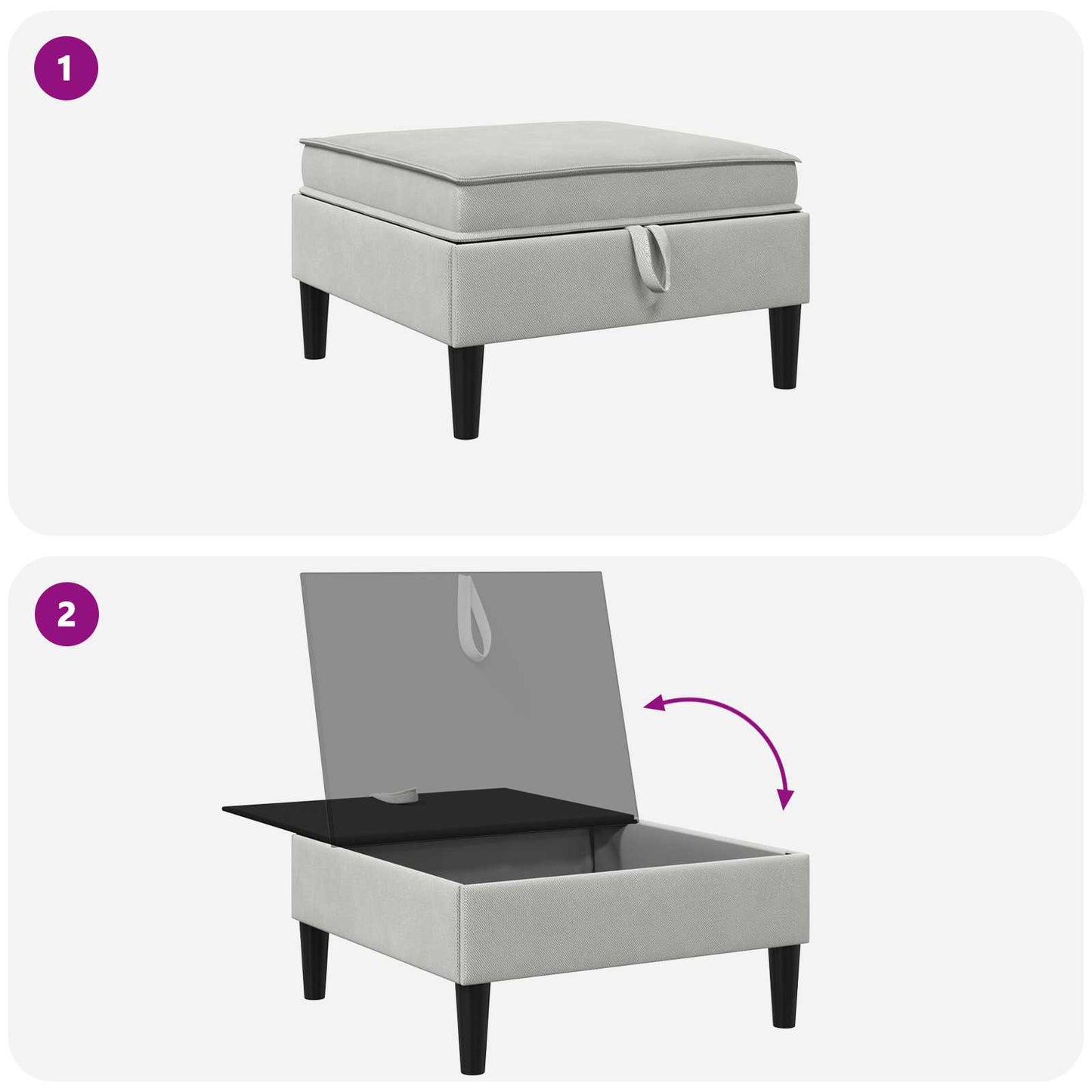 Pouf con Storage Grigio chiaro Velluto | homemem39