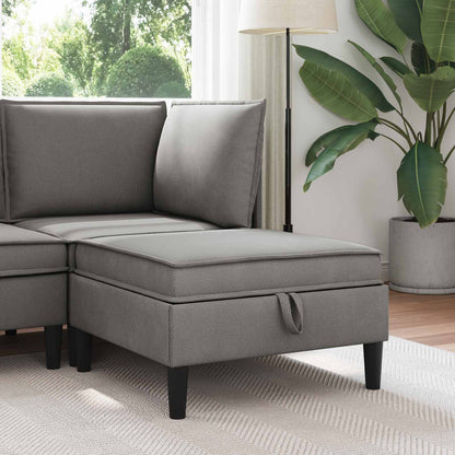 Pouf con Storage Grigio scuro Velluto