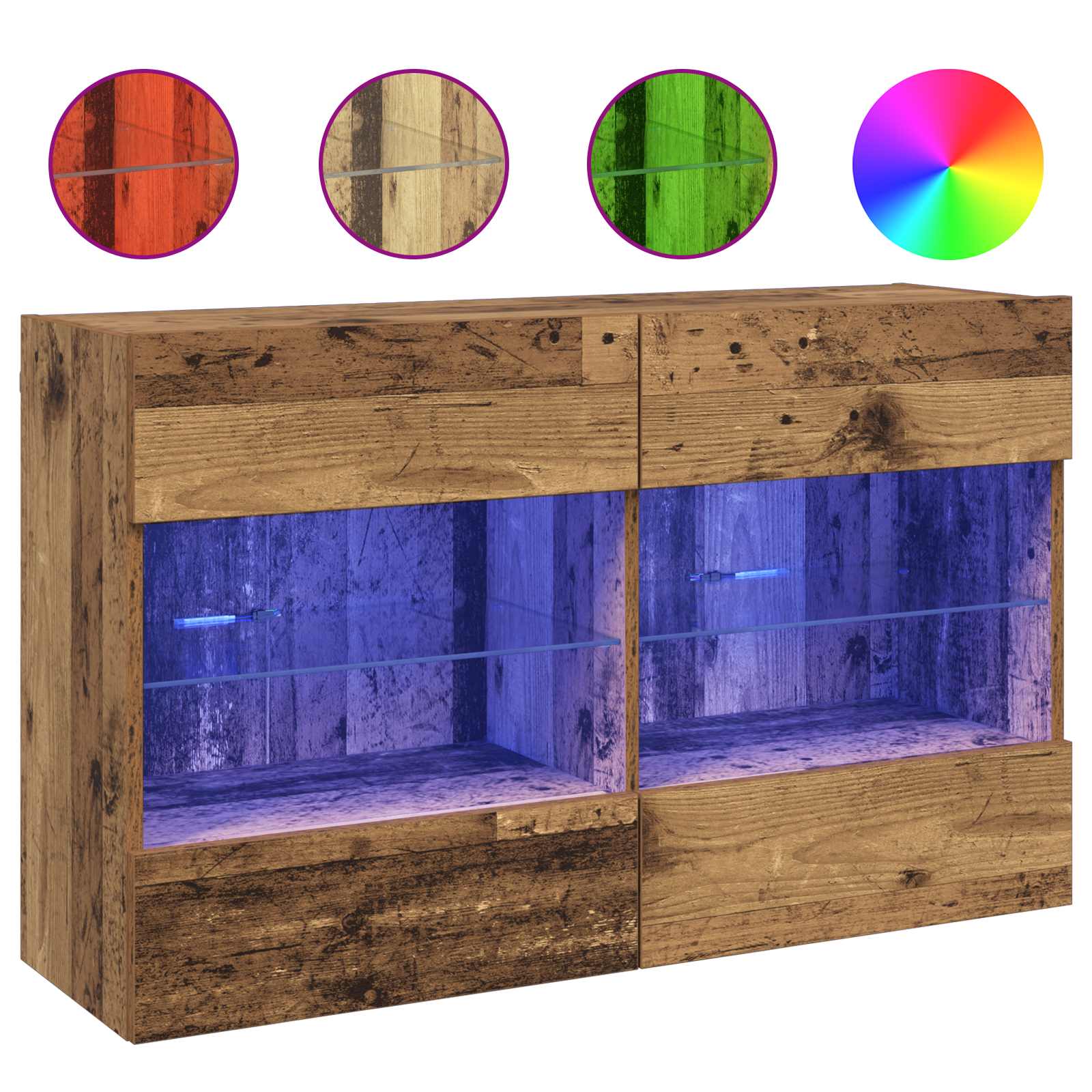 Mobile TV da parete con LED Legno vecchio 98,5 x 30 x 60,5 cm | homemem39