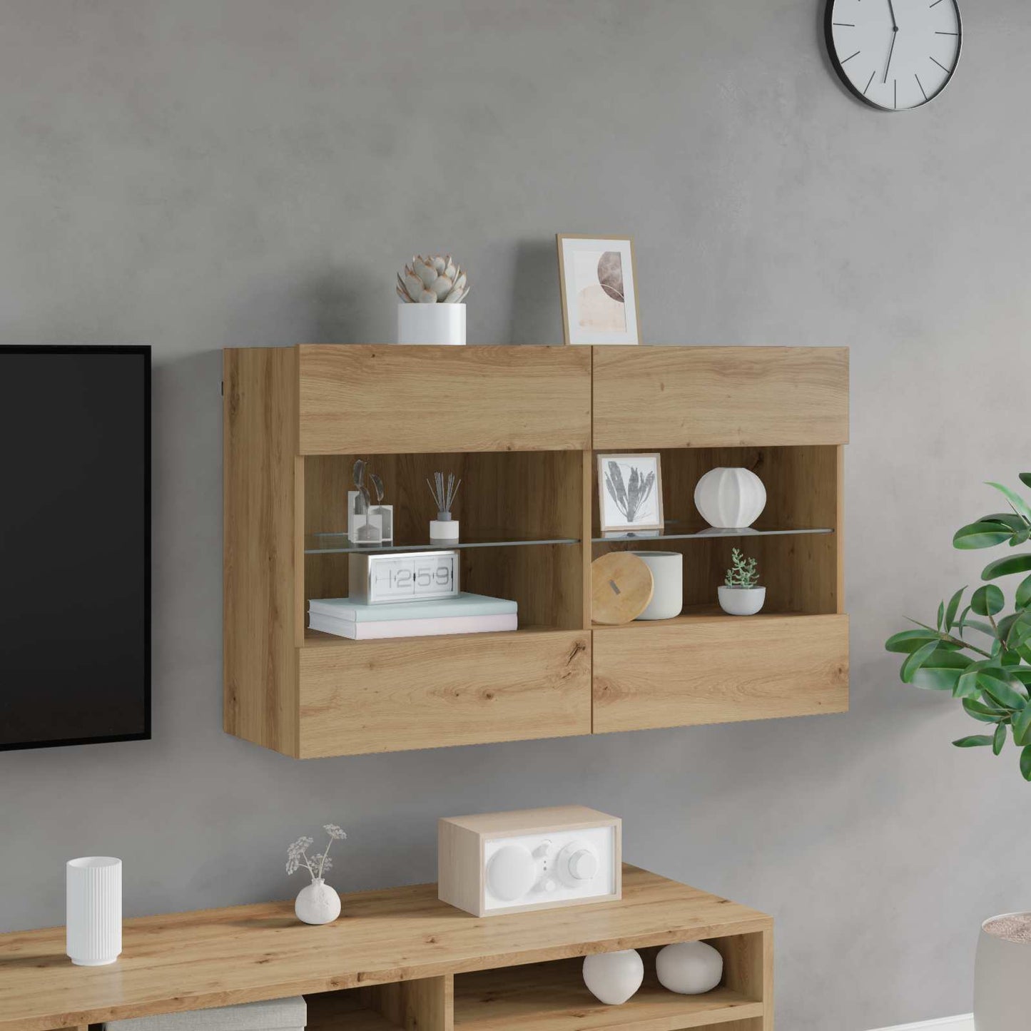 Mobile TV da parete Rovere artigianale 98,5 x 30 x 60,5 cm