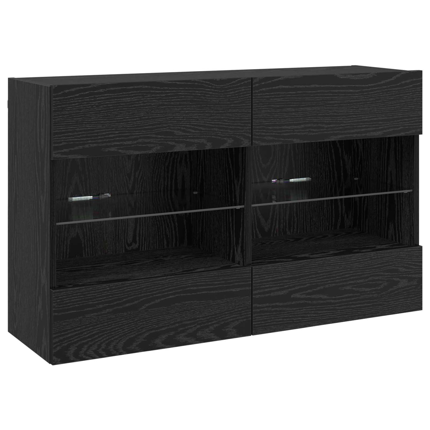 Mobile TV da parete con LED Rovere Nero 98,5 x 30 x 60,5 cm