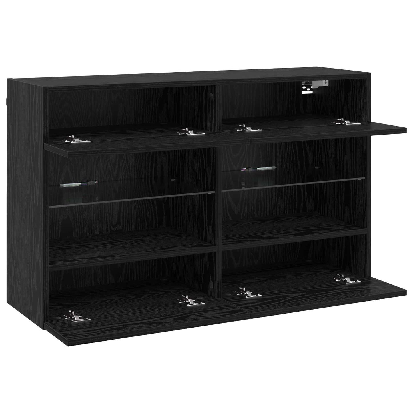 Mobile TV da parete con LED Rovere Nero 98,5 x 30 x 60,5 cm