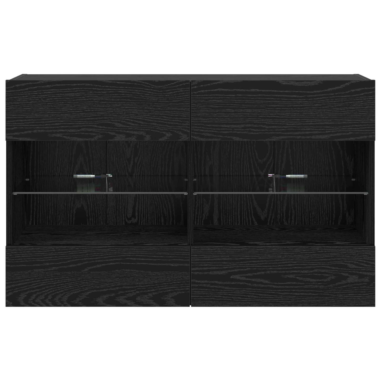 Mobile TV da parete con LED Rovere Nero 98,5 x 30 x 60,5 cm | homemem39