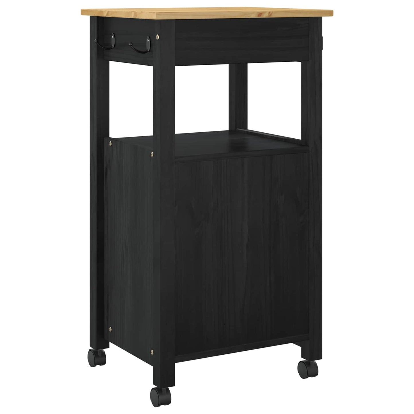 Carrello da Cucina Nero 88,5 x 40 x 48 cm