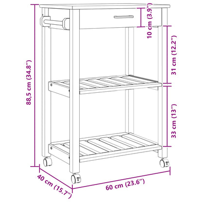 Carrello da Cucina Nero 88,5 x 40 x 60 cm