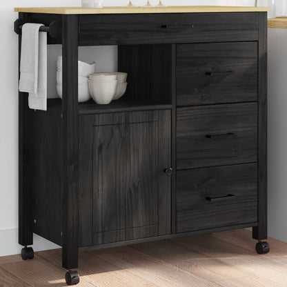 Carrello da Cucina Nero 88,5 x 40 x 84 cm