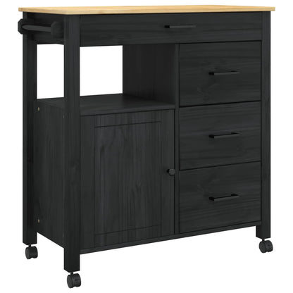 Carrello da Cucina Nero 88,5 x 40 x 84 cm