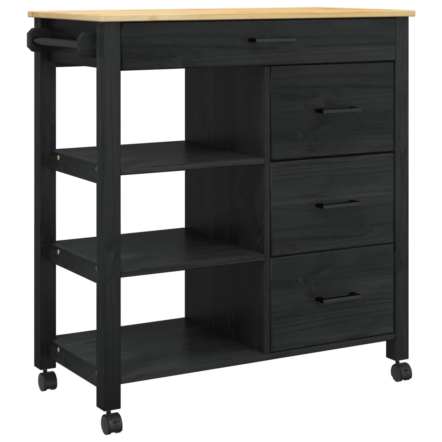 Carrello da Cucina Nero 88,5 x 40 x 84 cm