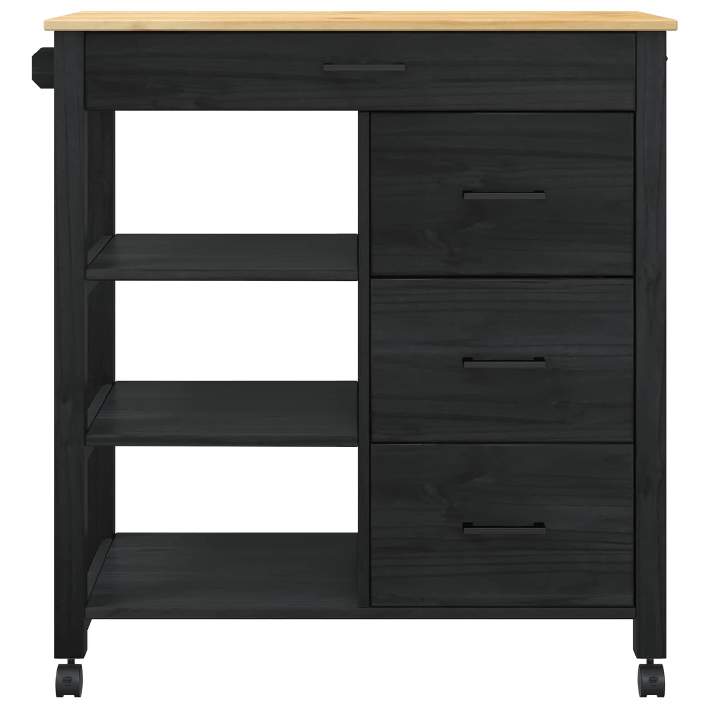 Carrello da Cucina Nero 88,5 x 40 x 84 cm