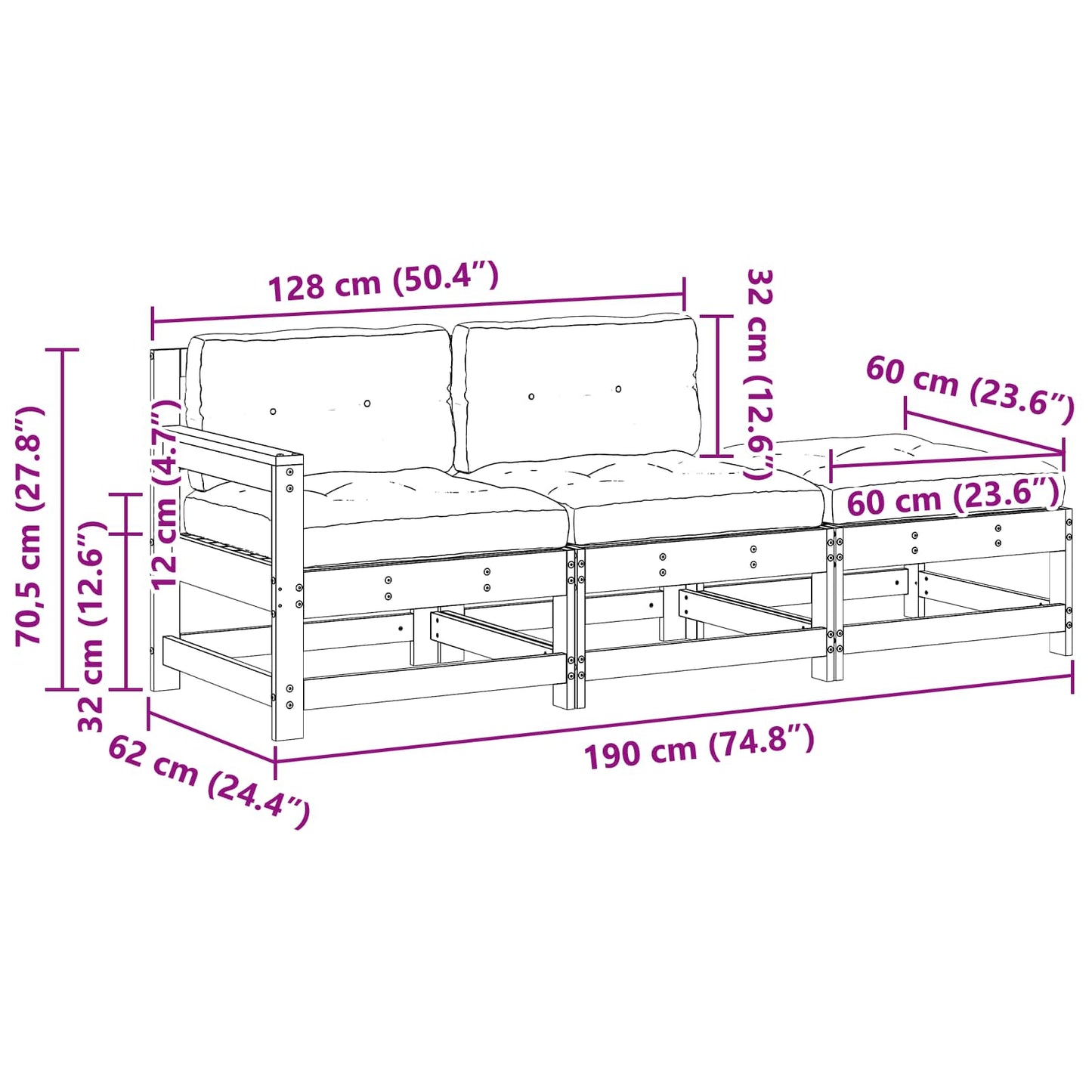 Unità Divano Sezionale Marrone Cerato 190 x 62 x 70,5cm | homemem39