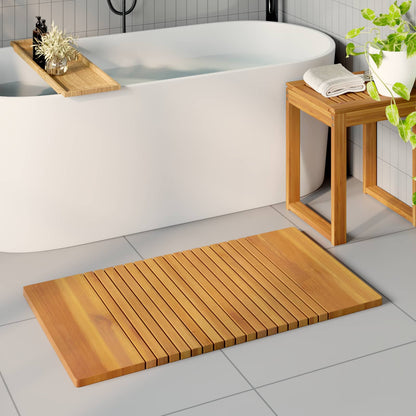 Tappeto da bagno Marrone 100 x 55 cm Legno di Acacia Massello