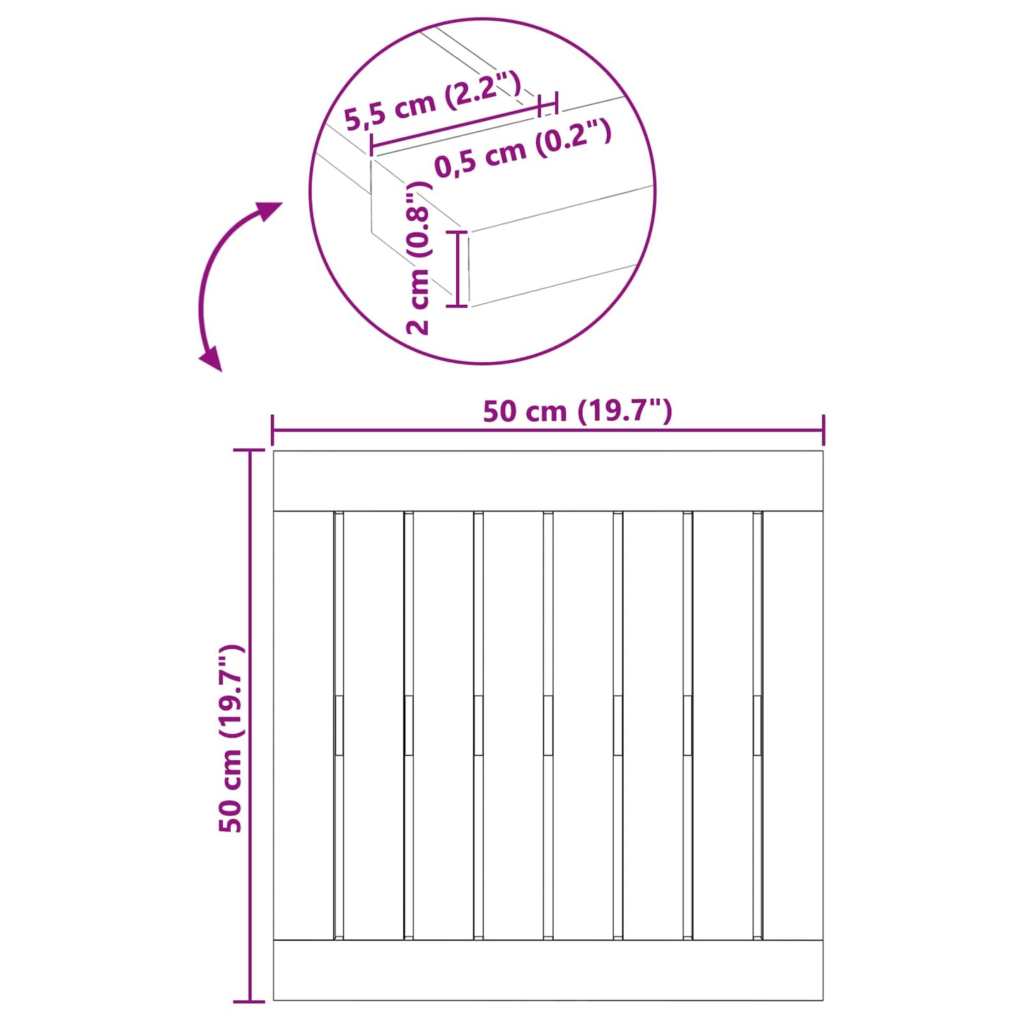 Tappeto da bagno Marrone 50 x 50 cm Legno di Acacia Massello | homemem39