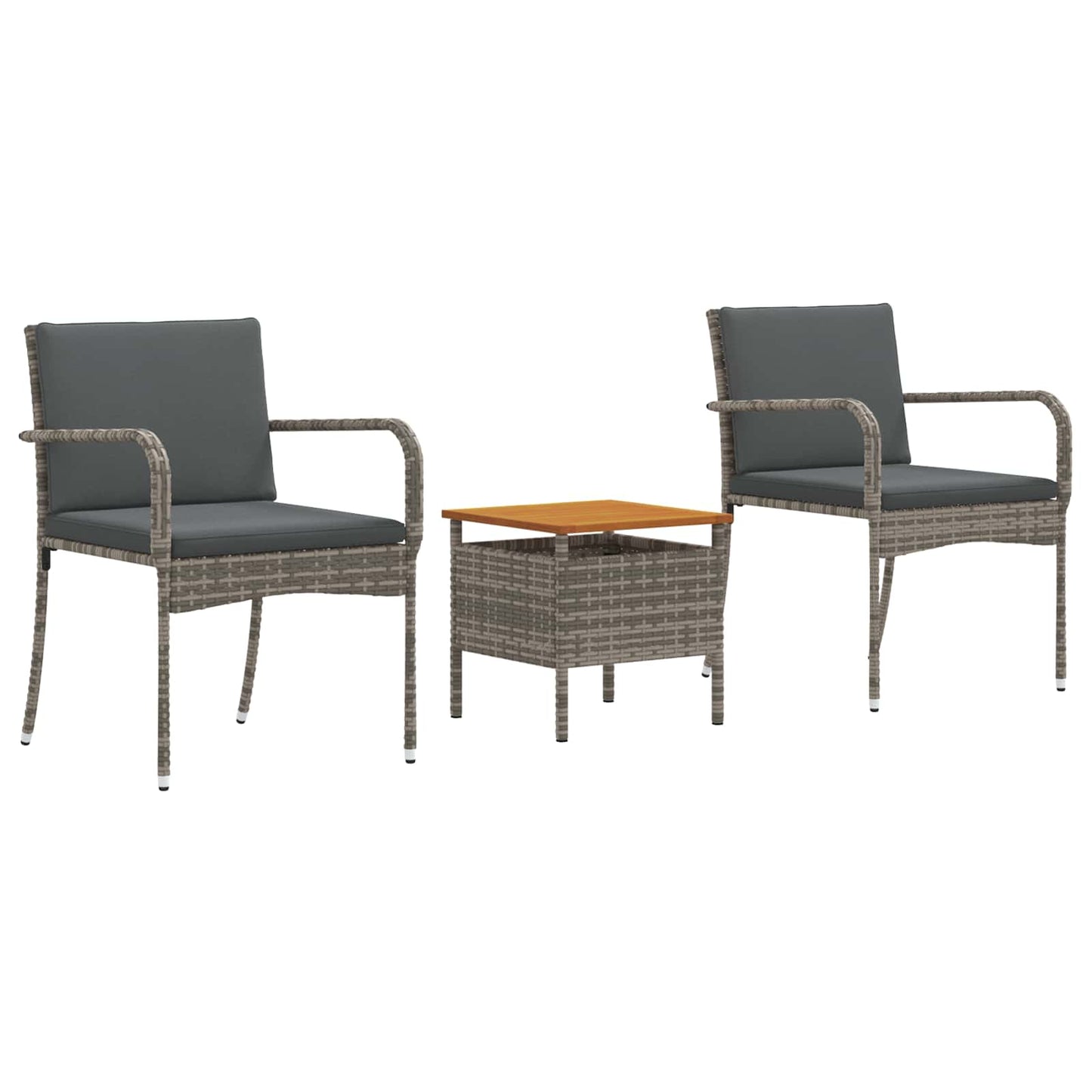 Set Bistro da Giardino con cuscino 3 pcs Grigio polyrattan | homemem39
