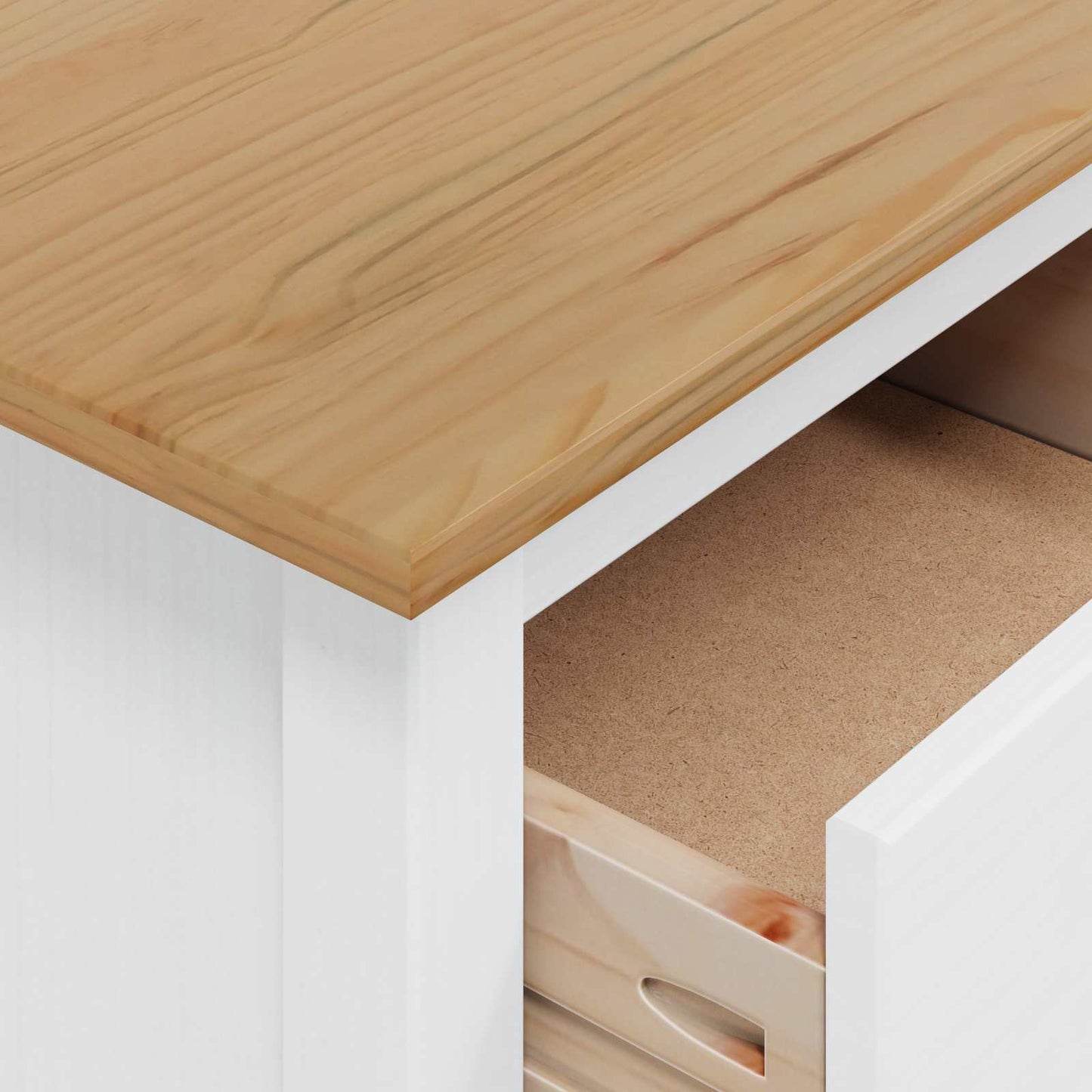 Armadio da Notte HILL Bianco e marrone miele 46 x 35 x 65 cm