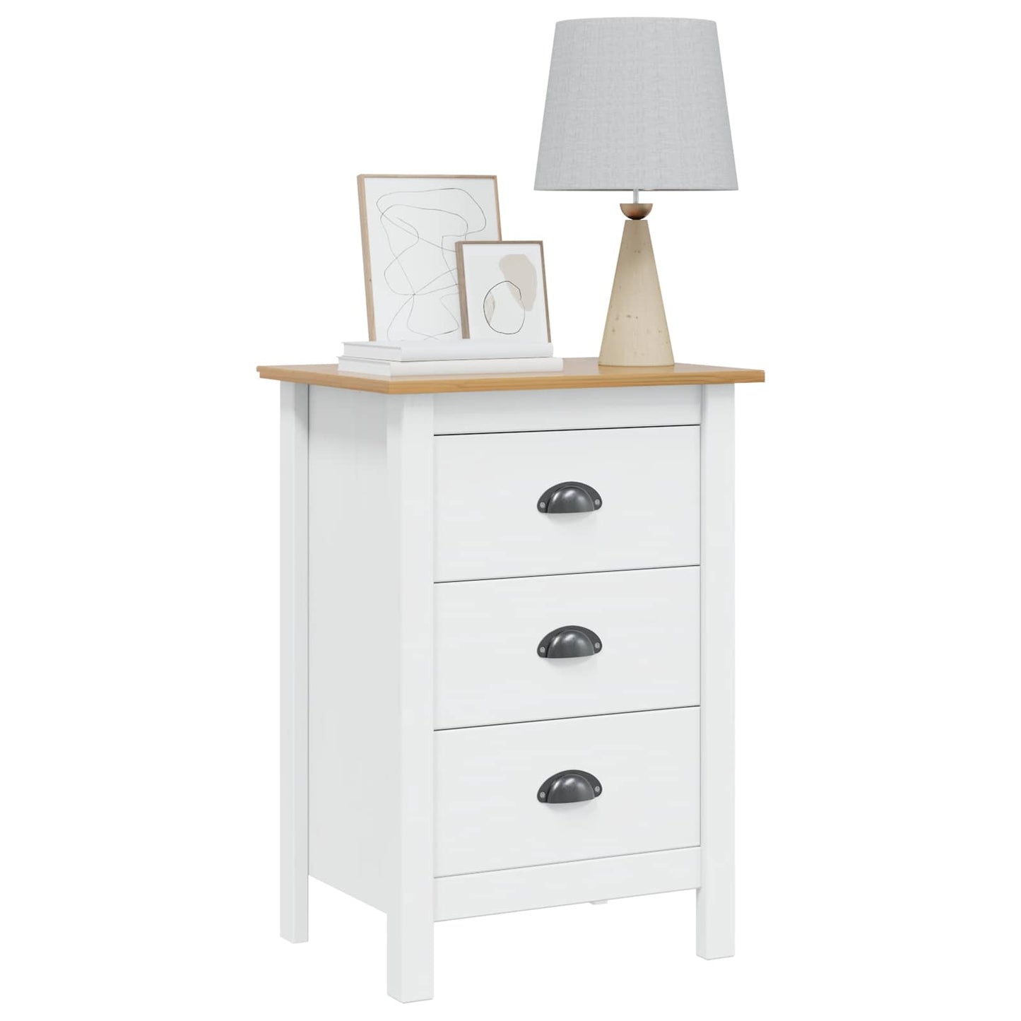 Armadio da Notte HILL Bianco e marrone miele 46 x 35 x 65 cm | homemem39