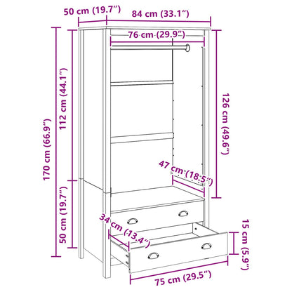 Guardaroba con cassetto HILL Marrone miele 84 x 50 x 170 cm