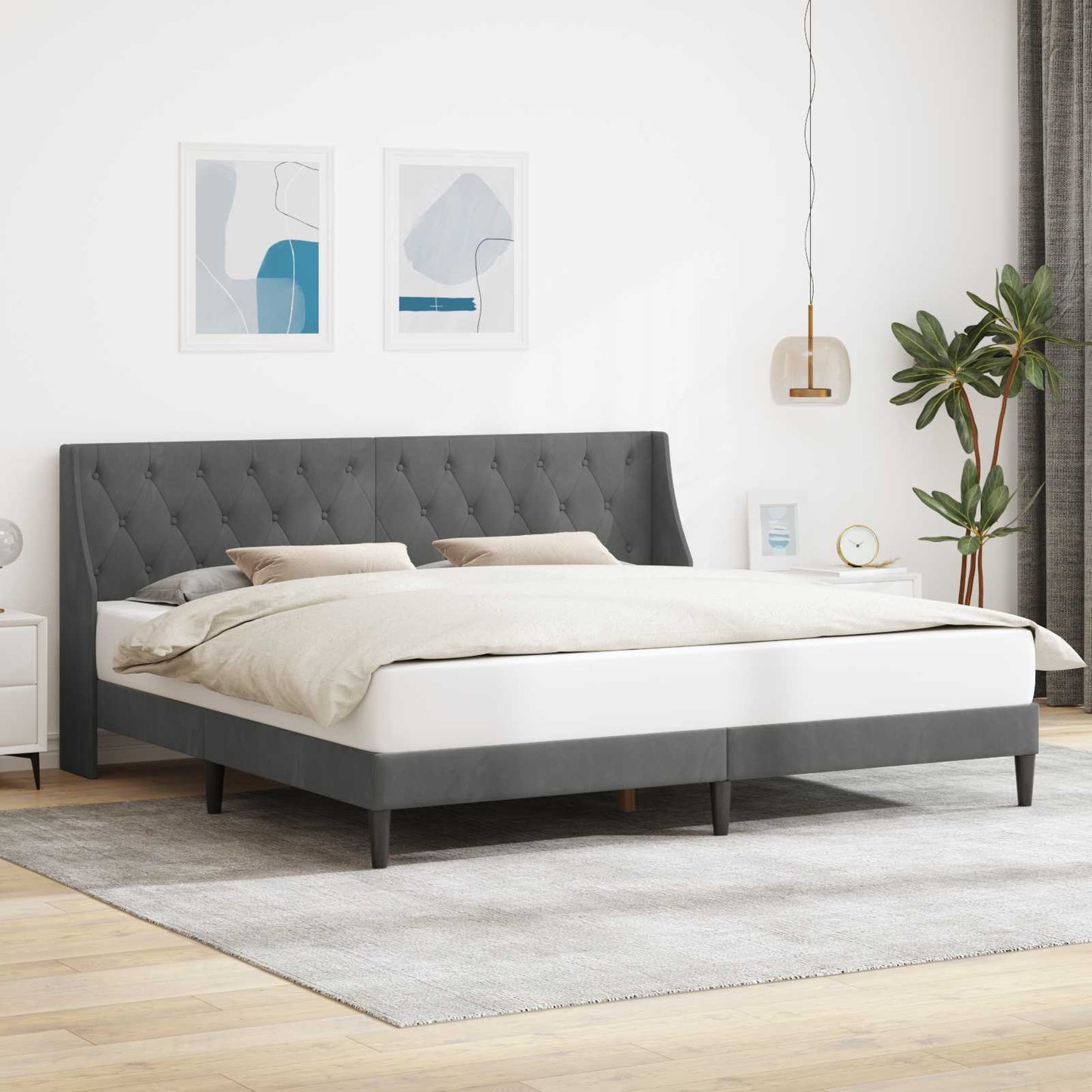 Struttura del letto Grigio scuro 180 x 200 cm Velluto | homemem39