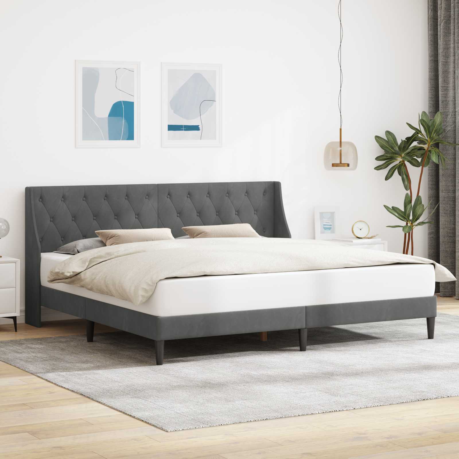 Struttura del letto Grigio scuro 180 x 200 cm Velluto | homemem39