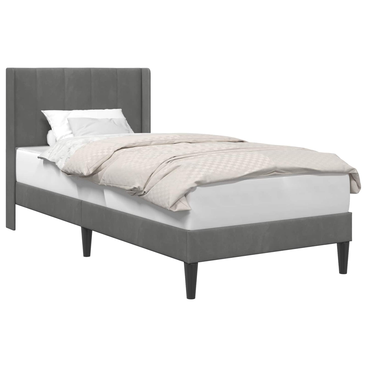 Struttura del letto Grigio Scuro 90 x 190 cm Velluto | homemem39