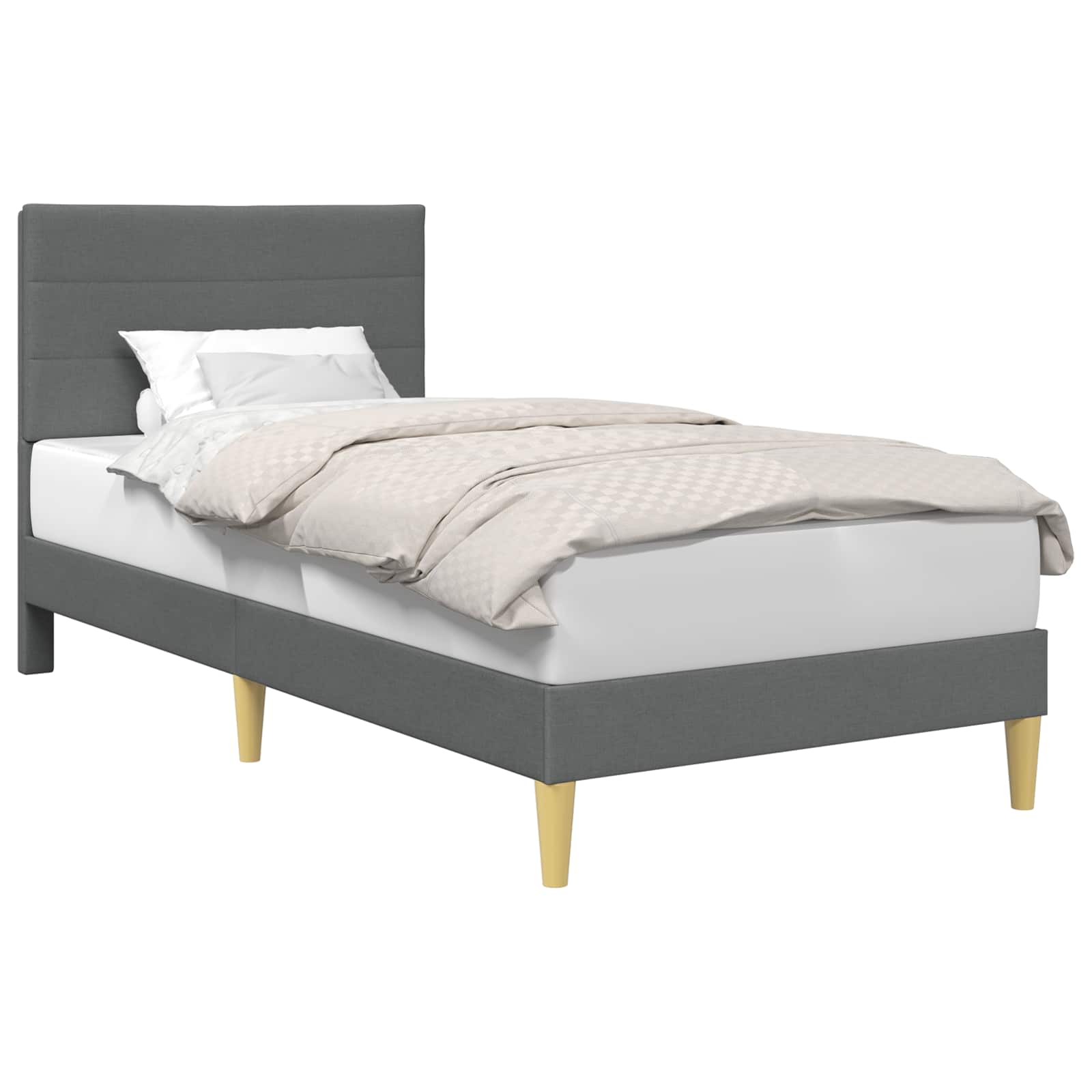 Struttura del letto Grigio Scuro 90 x 190 cm Tessuto | homemem39