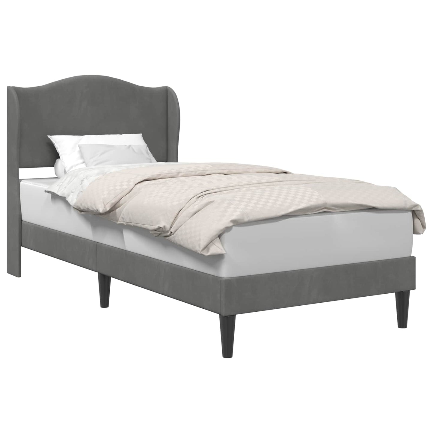 Struttura del letto Grigio Scuro 90 x 190 cm Velluto | homemem39