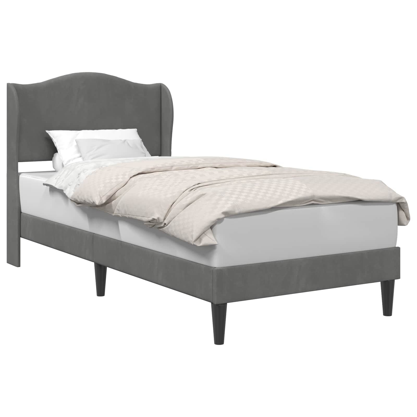 Struttura del letto Grigio Scuro 90 x 190 cm Velluto | homemem39