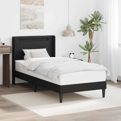 Struttura del letto con strisce LED Nero 90 x 190 cm Similpelle | homemem39