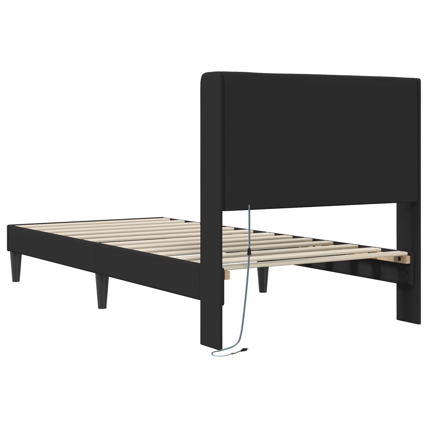 Struttura del letto con strisce LED Nero 90 x 190 cm Similpelle | homemem39