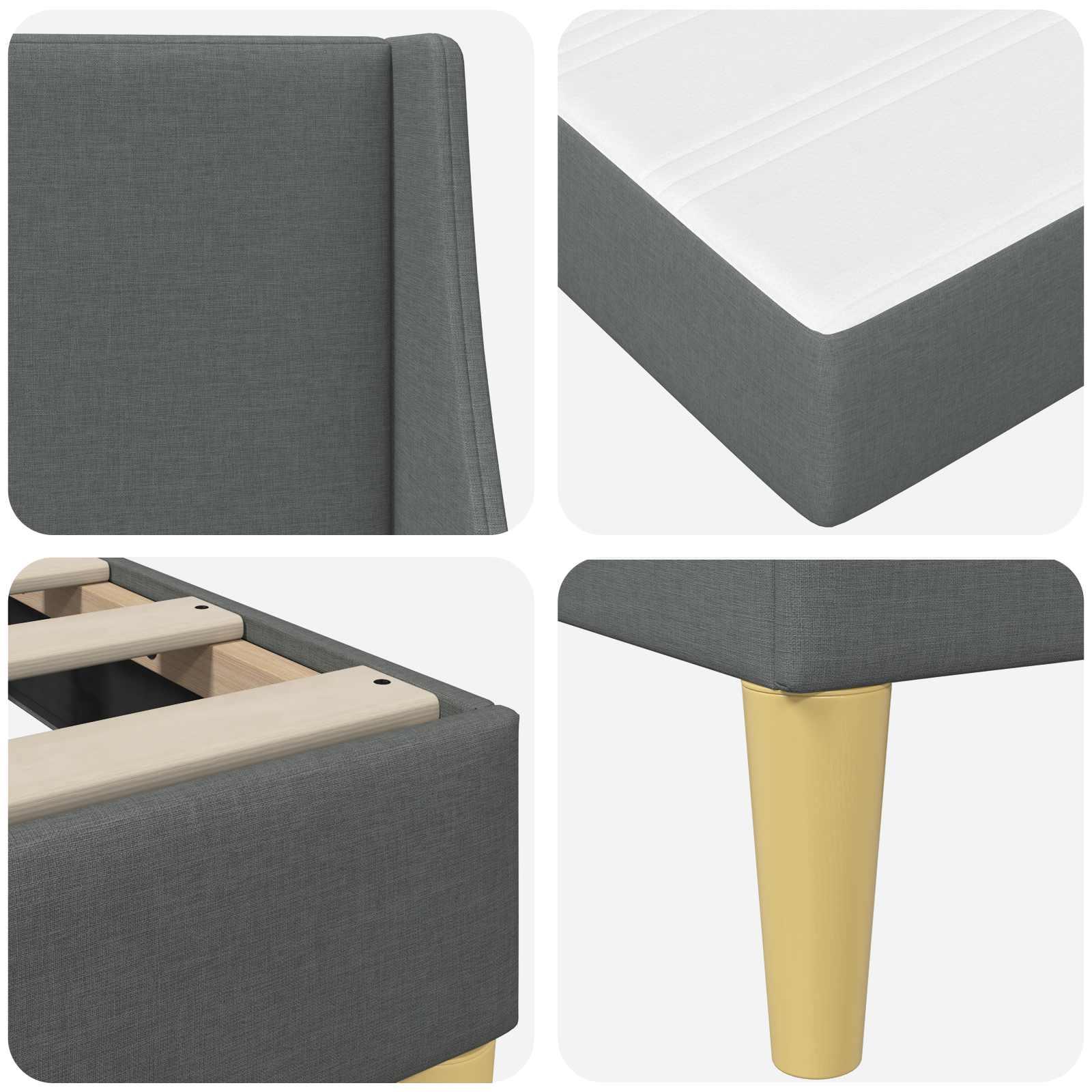 Struttura letto con materasso Grigio 90 x 190 cm Poliestere | homemem39