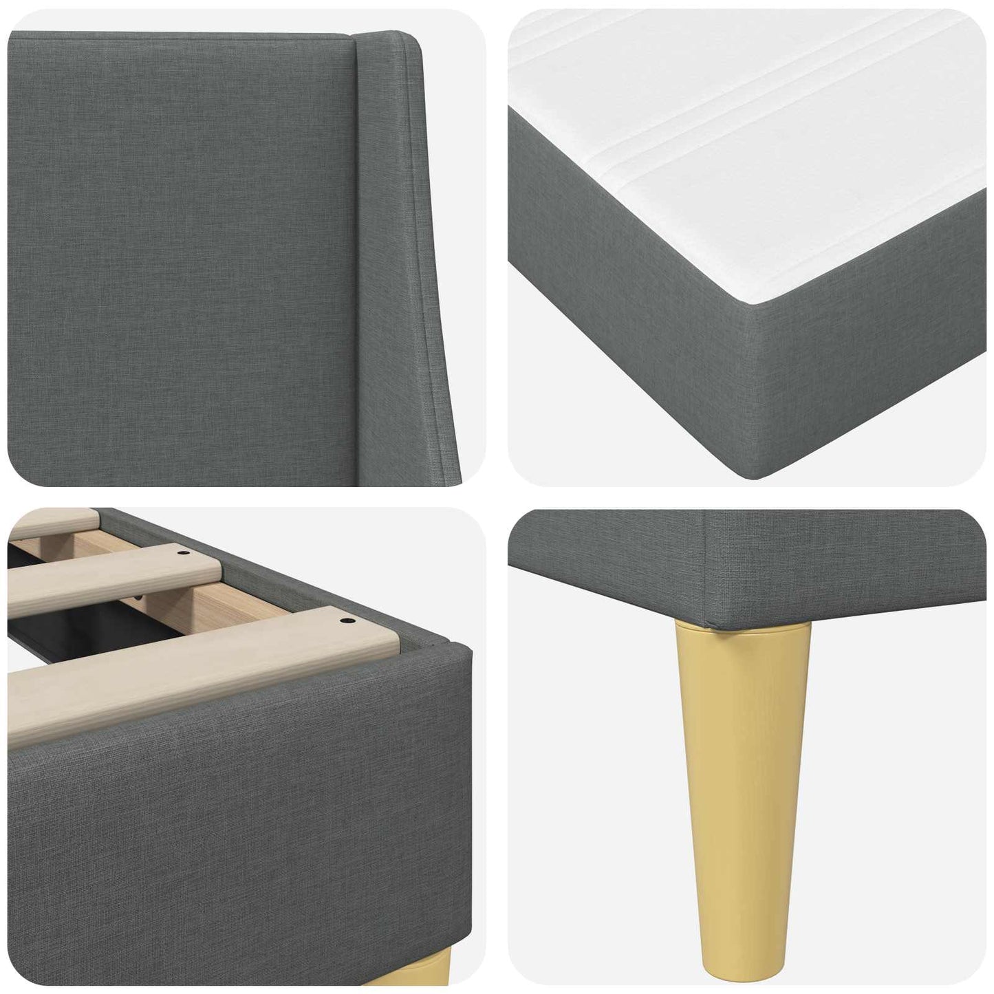 Struttura letto con materasso Grigio scuro 90 x 200 cm Tessuto