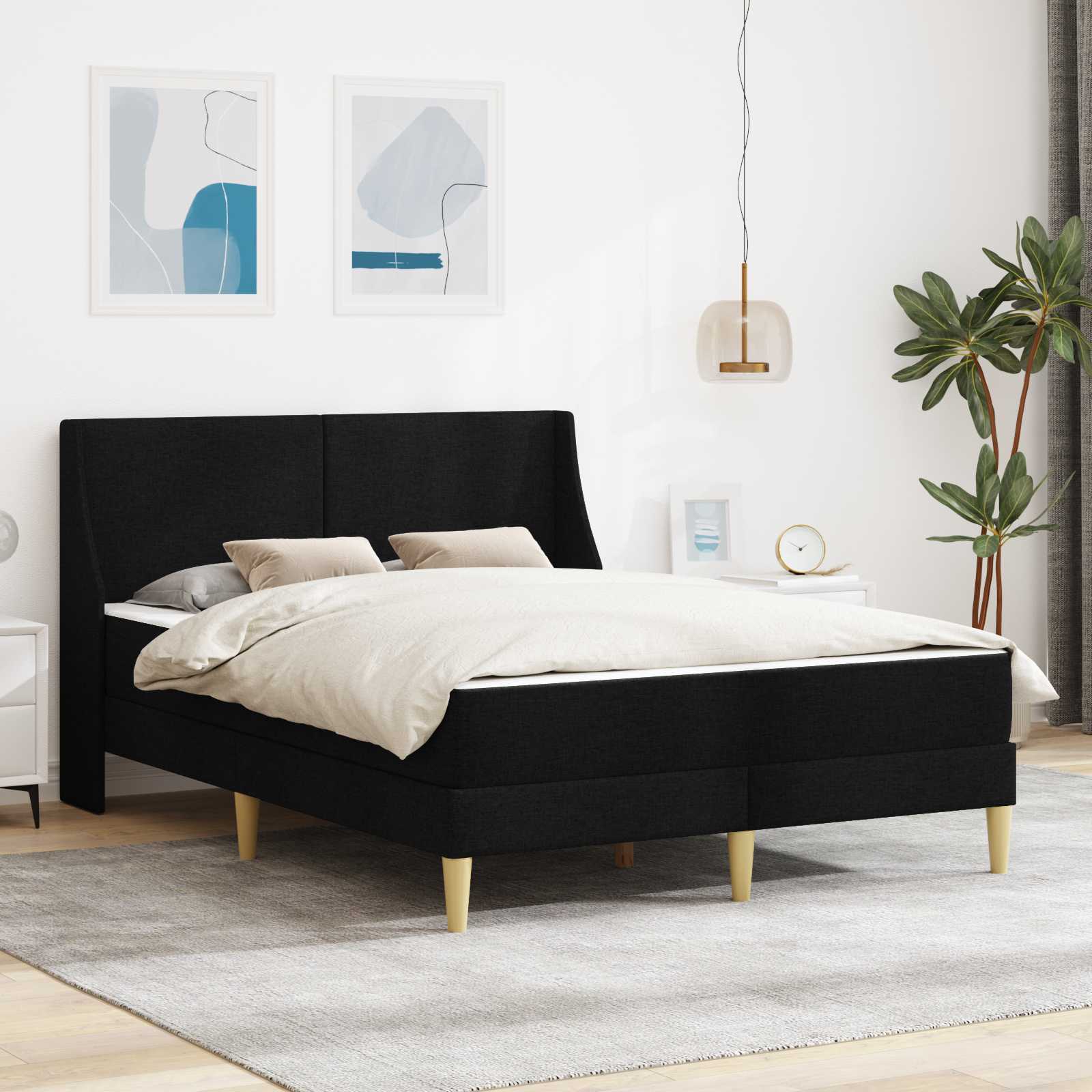 Struttura letto con materasso Nero 120 x 190 cm Poliestere | homemem39