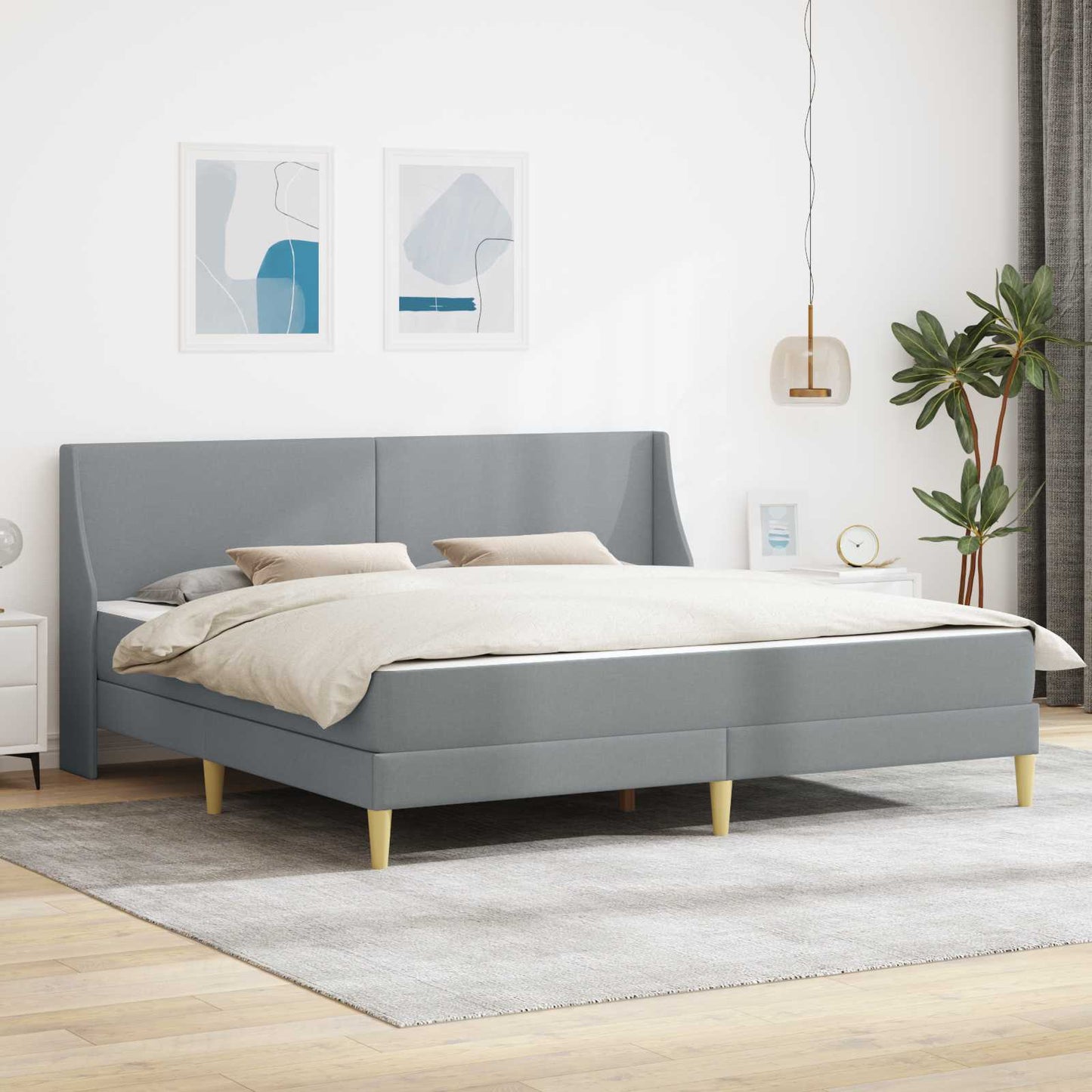 Struttura letto con materasso Grigio chiaro 200 x 200 cm | homemem39
