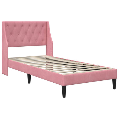 Struttura letto con materasso Rosa 80 x 200 cm Velluto | homemem39