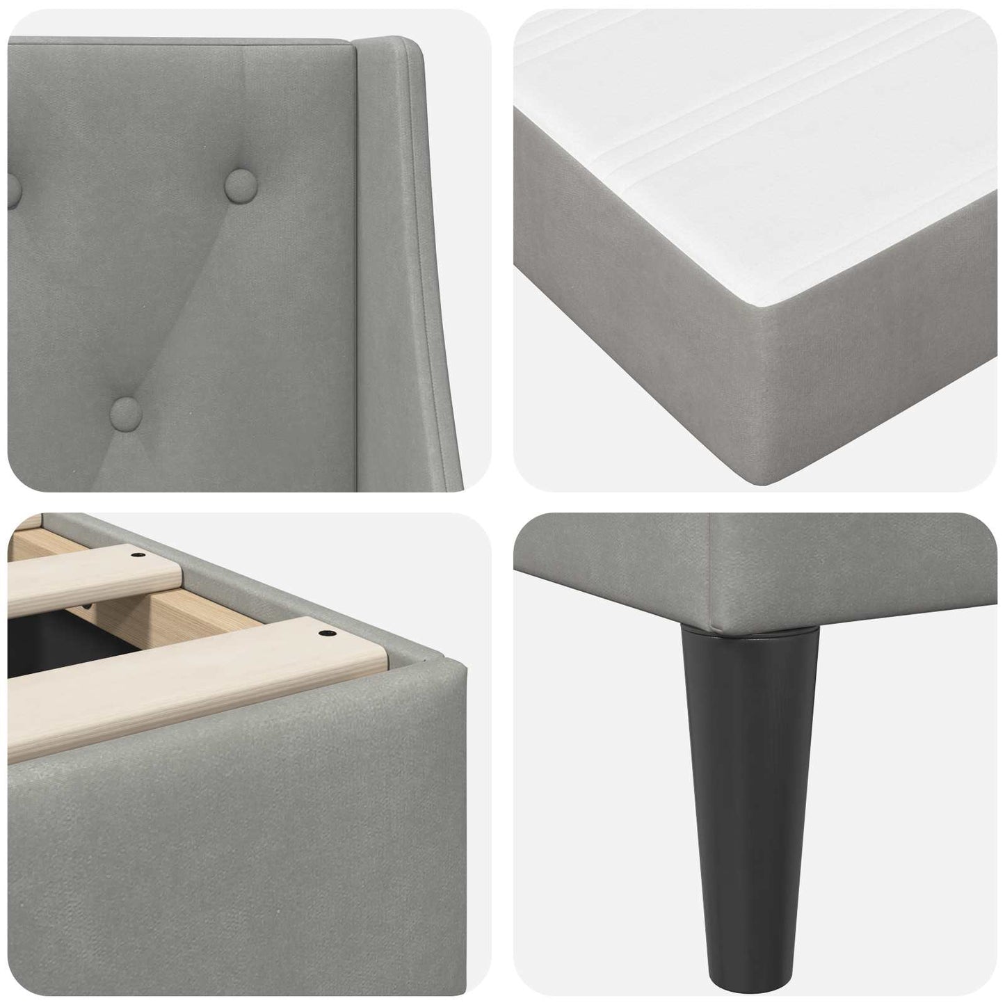Struttura letto con materasso Grigio chiaro 90 x 190 cm Velluto | homemem39