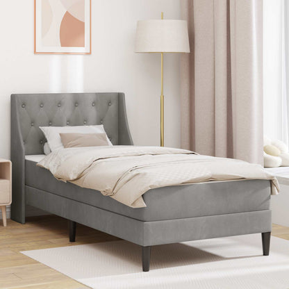 Struttura letto con materasso Grigio chiaro 90 x 190 cm Velluto
