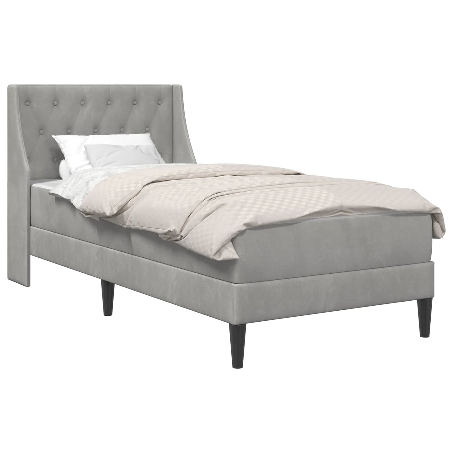 Struttura letto con materasso Grigio chiaro 90 x 190 cm Velluto