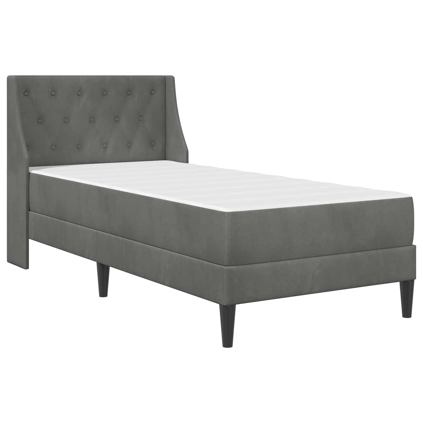 Struttura letto con materasso Grigio scuro 90 x 190 cm Velluto
