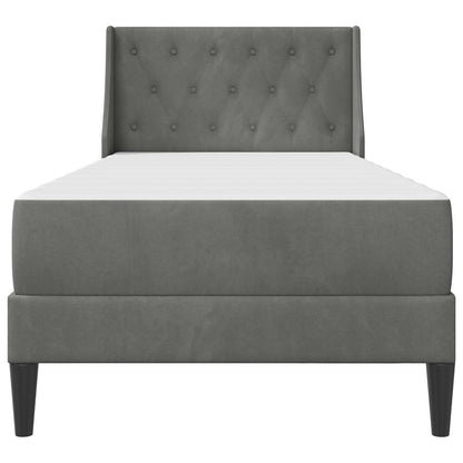 Struttura letto con materasso Grigio scuro 90 x 190 cm Velluto