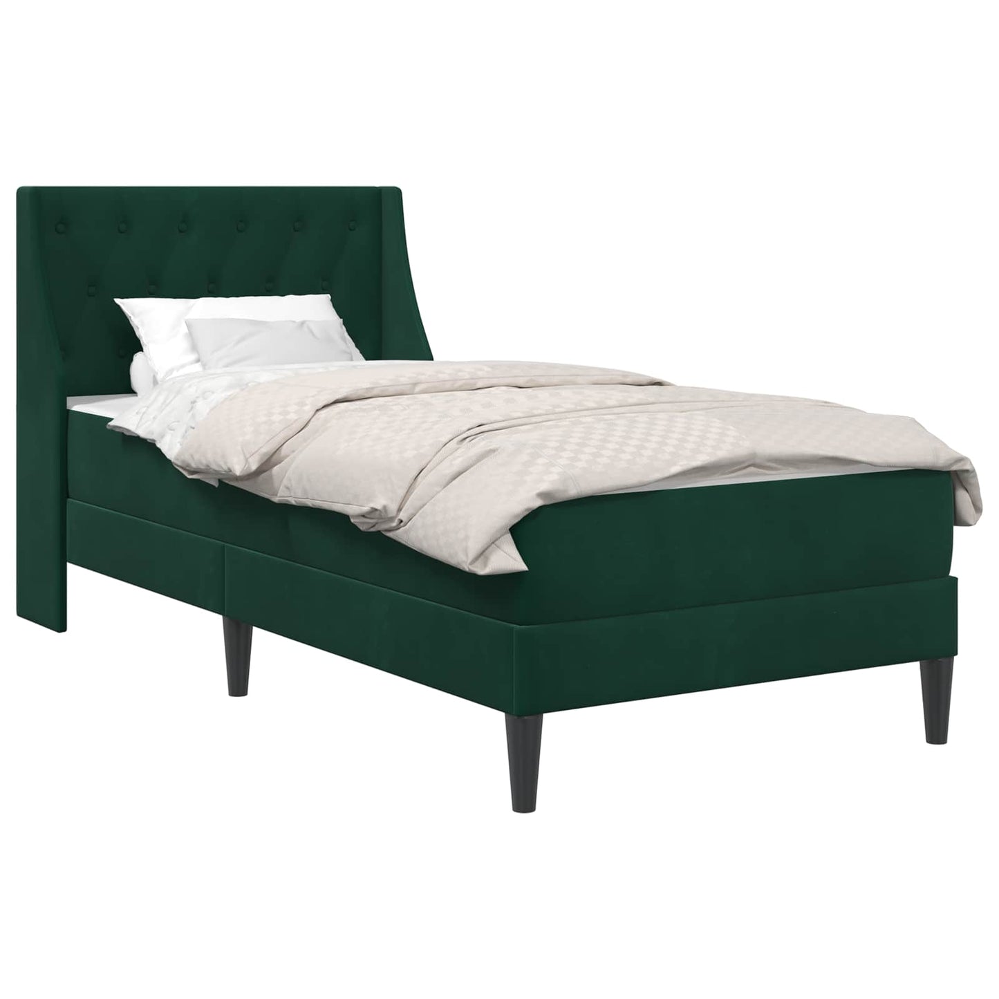 Struttura letto con materasso Verde Scuro 90 x 190 cm Velluto
