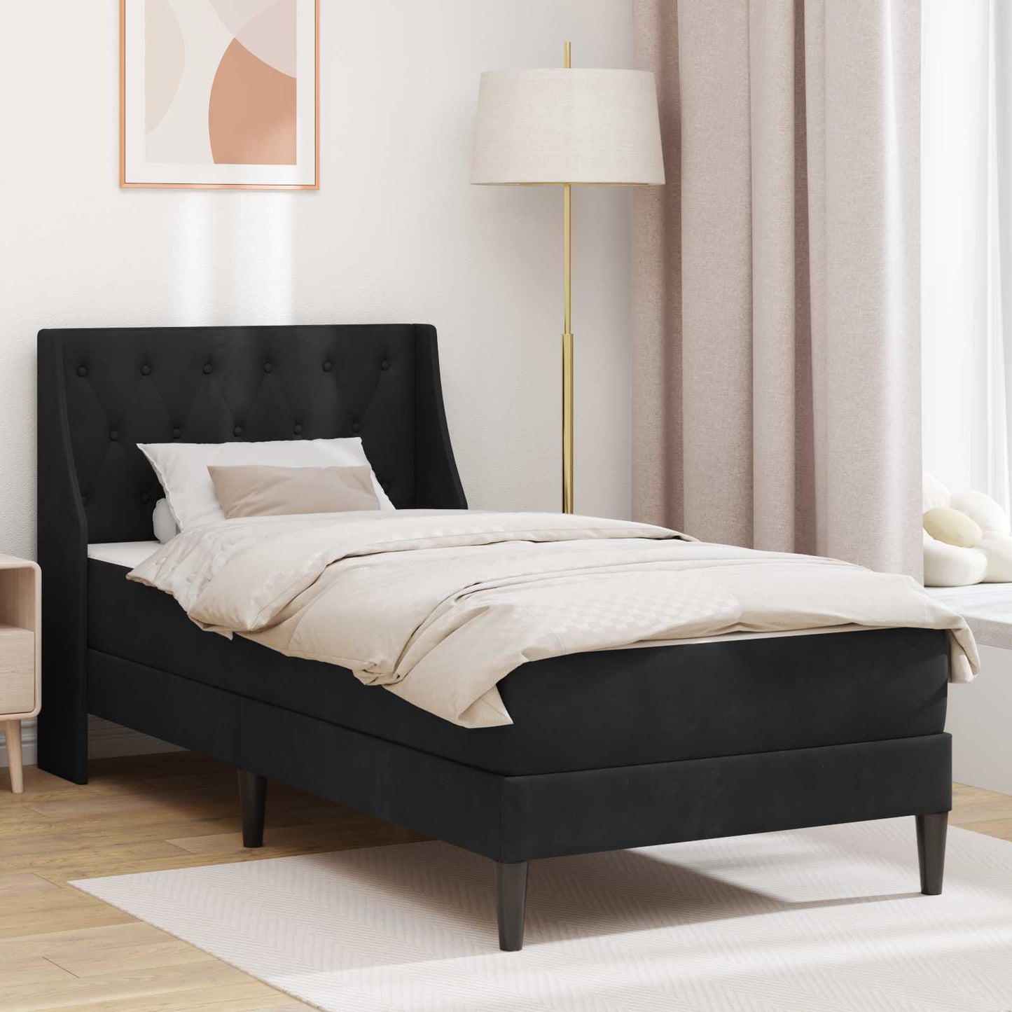 Struttura letto con materasso Nero 90 x 190 cm Velluto