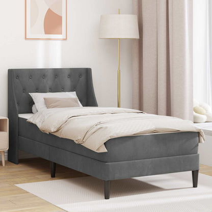Struttura letto con materasso Grigio scuro 90 x 200 cm Velluto | homemem39