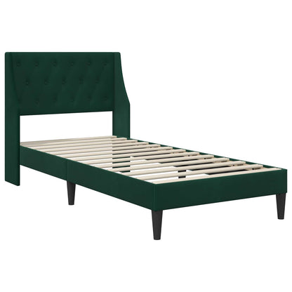 Struttura letto con materasso Verde Scuro 90 x 200 cm Velluto