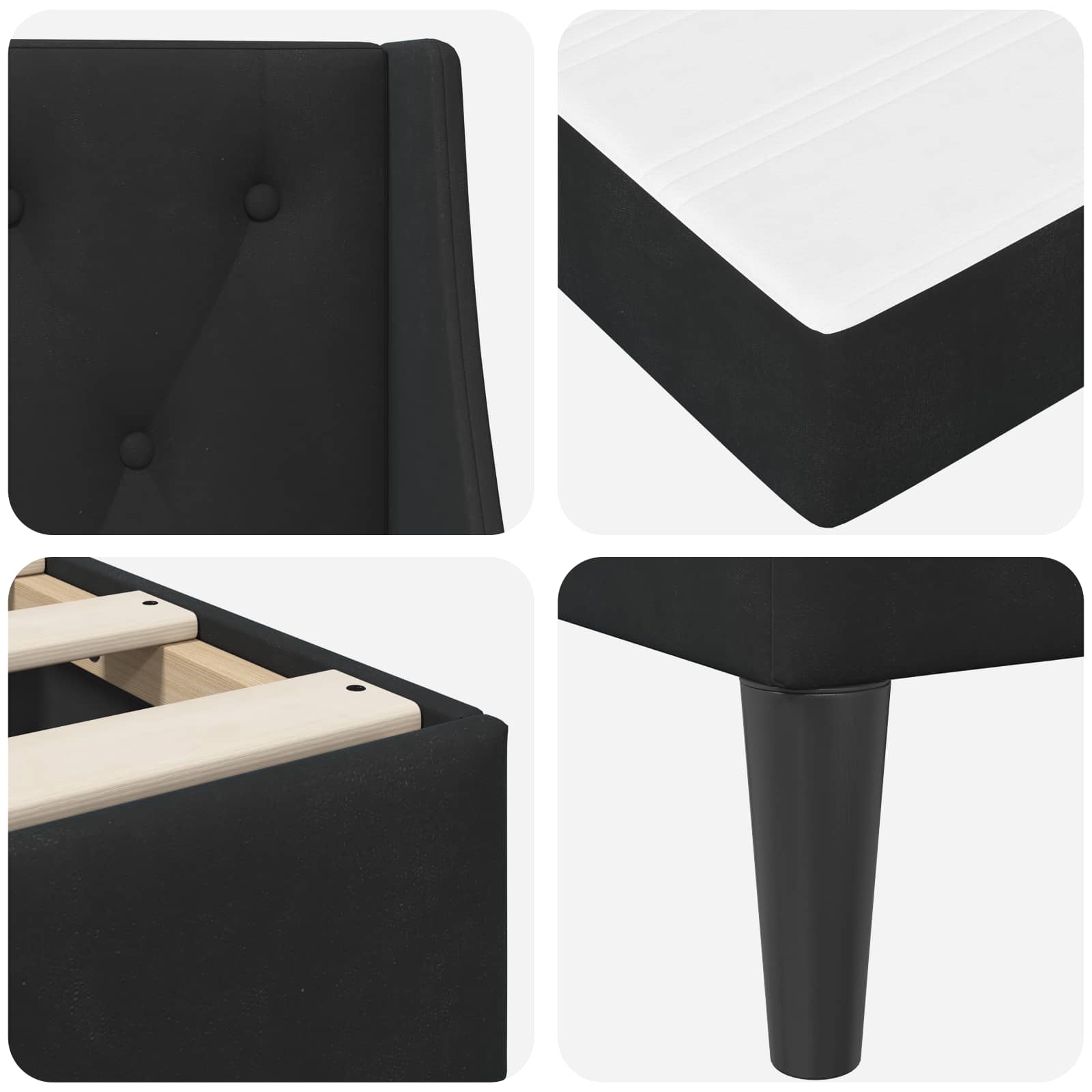 Struttura letto con materasso Nero 90 x 200 cm Velluto | homemem39